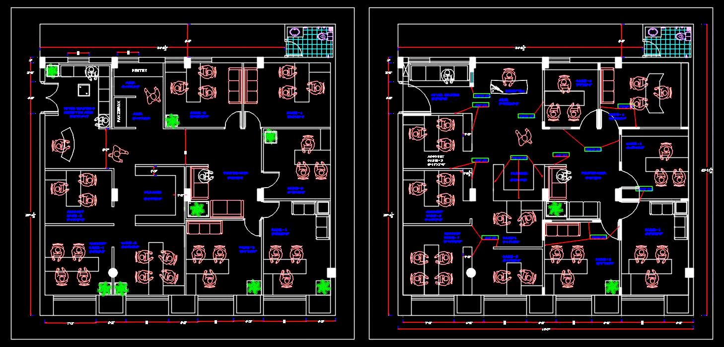 Modern Office Floor Plan - Autocad DWG